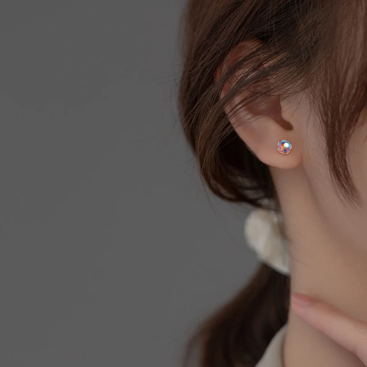 Sterling Silver Colorful Glass Stud Earrings