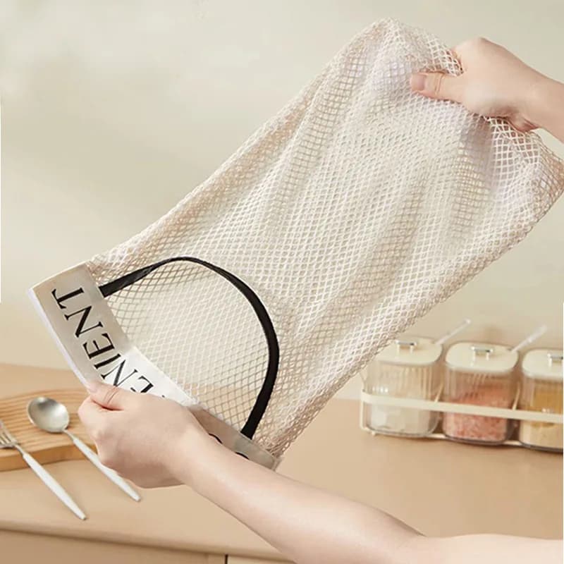 Wall Mount Mesh Storage Bag Organizer