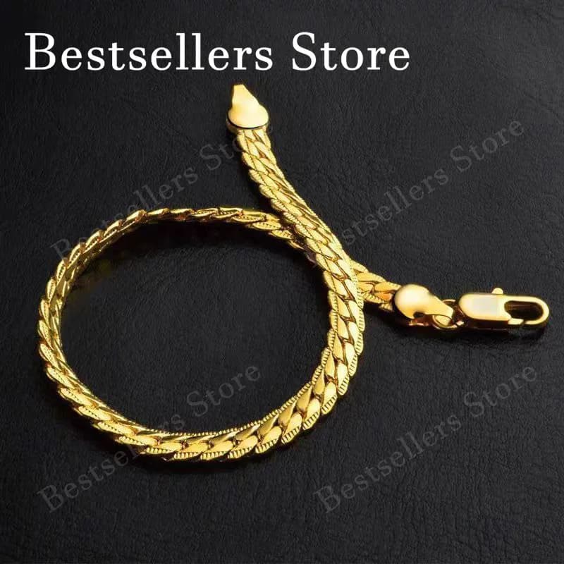925 Sterling Silver 18K Gold Embossed Bracelet