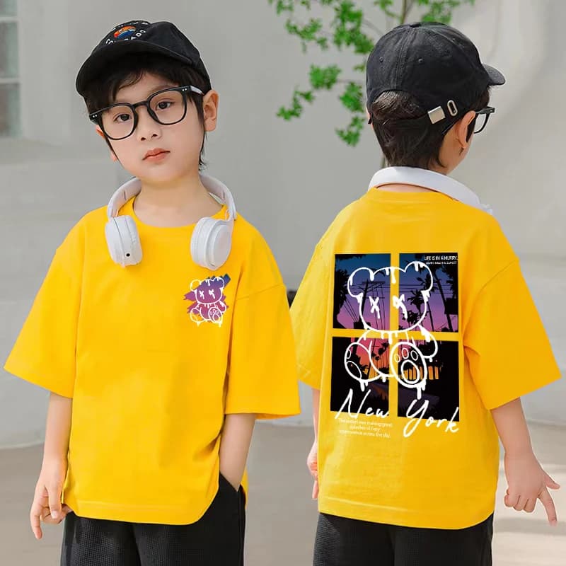 Korean Summer Cotton Graphic T-Shirt For Kids