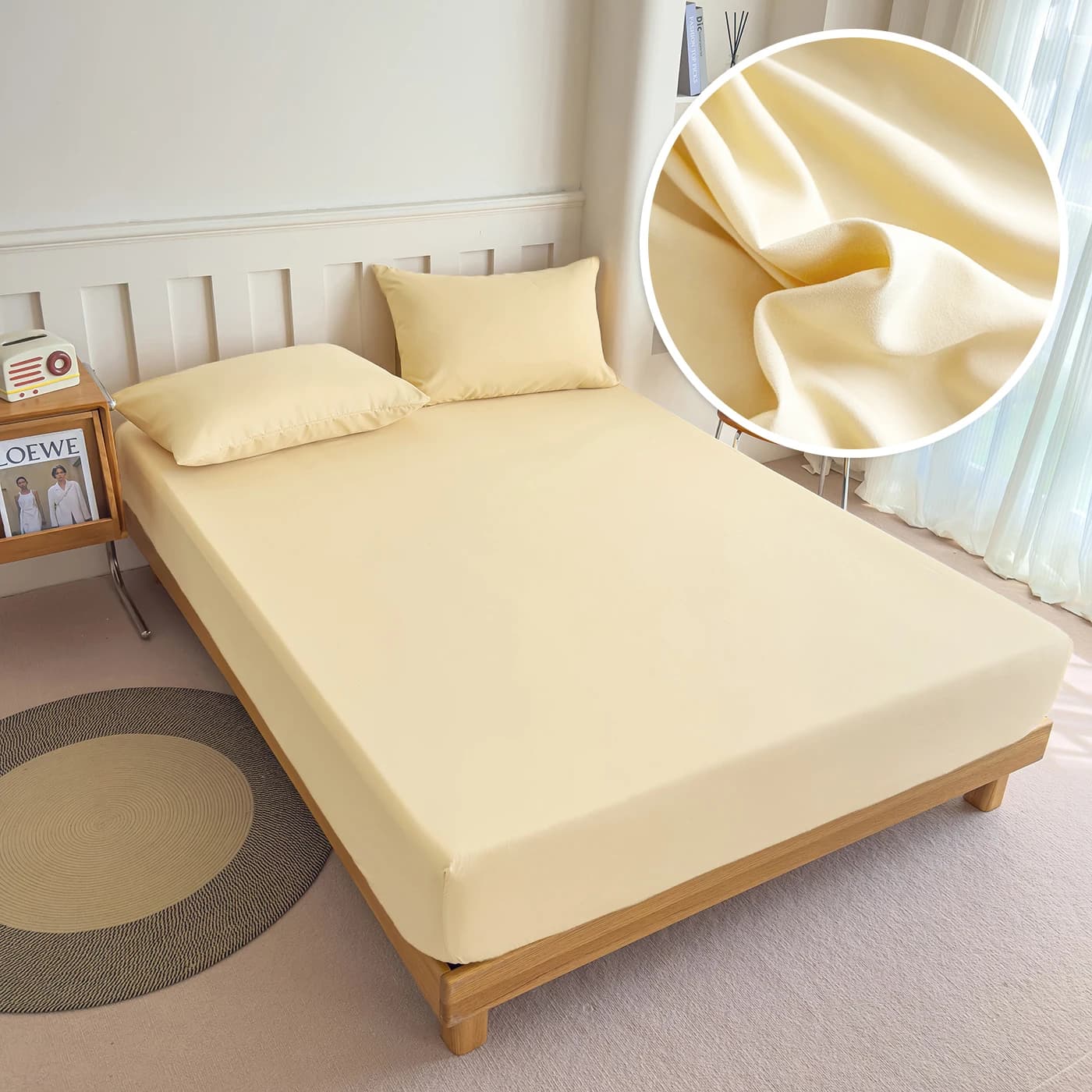 Fitted Bed Sheet With Elastic Band Solid Color