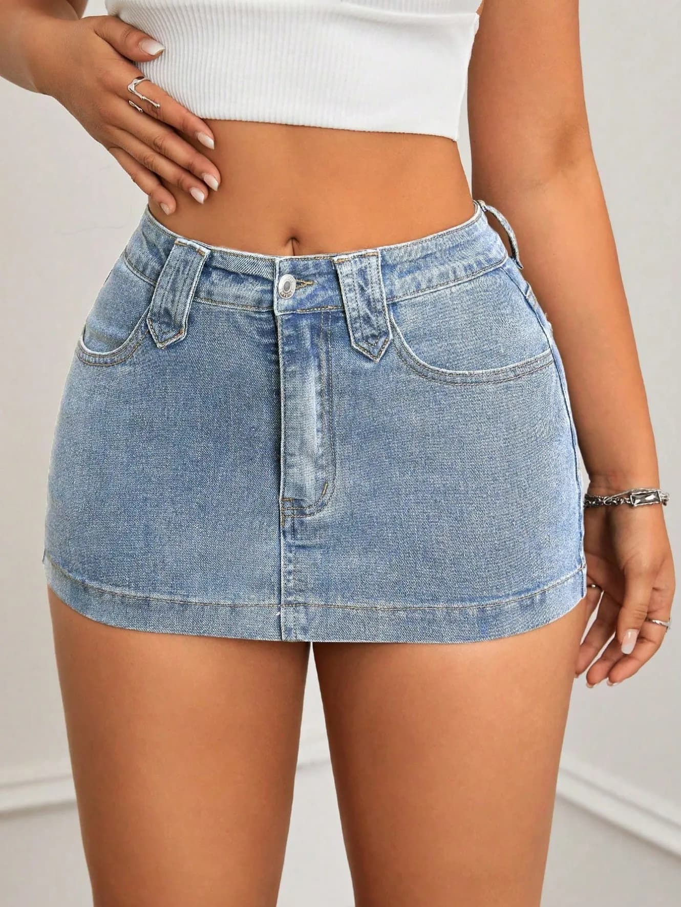 High Waist Bodycon Denim Mini Skirt