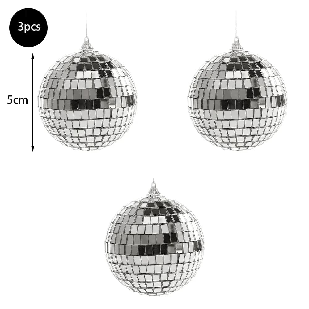 Mirrored Disco Ball Glass Ornaments with String
