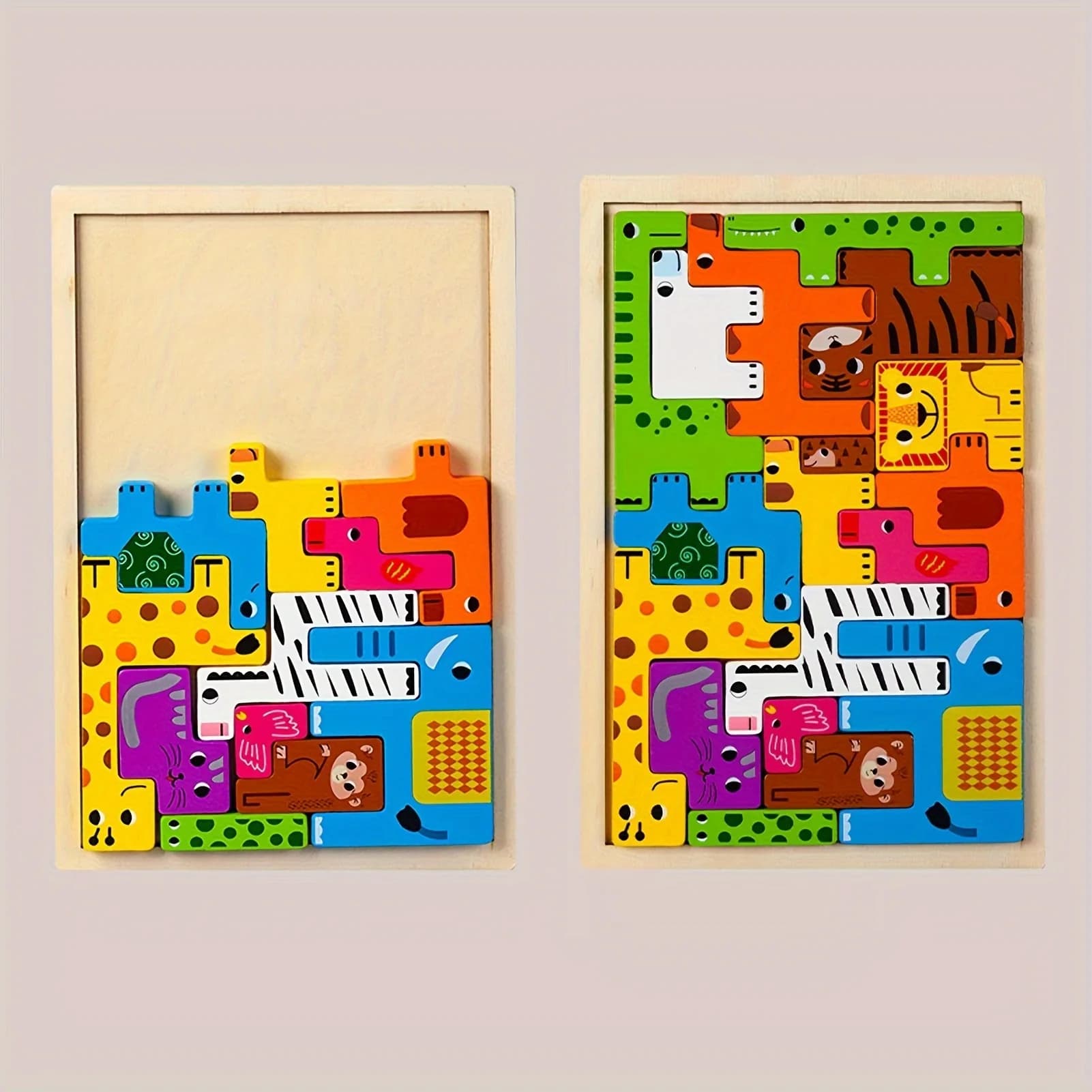 Wooden Block Puzzle Set Animal Tangram Game