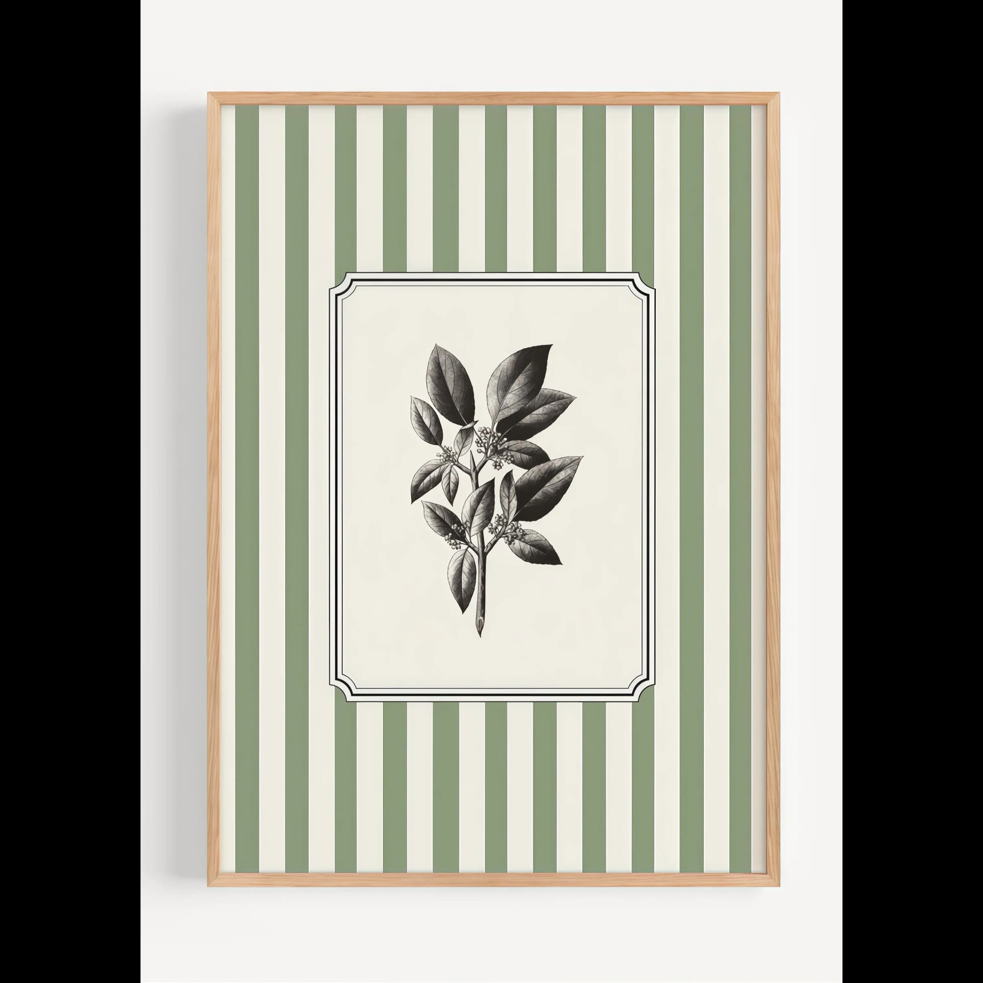 Minimalist Plants Stripes Canvas Wall Art
