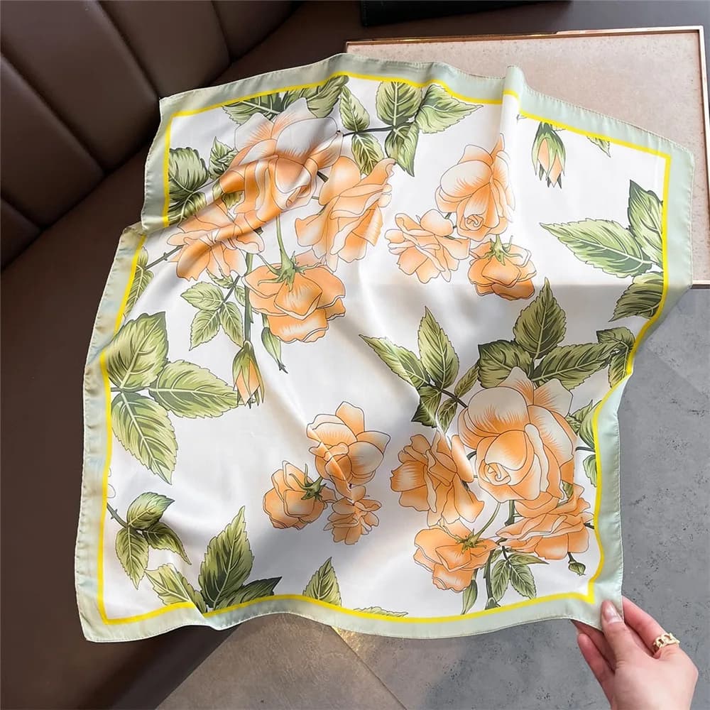 Square Silk Scarf with Lemon Print
