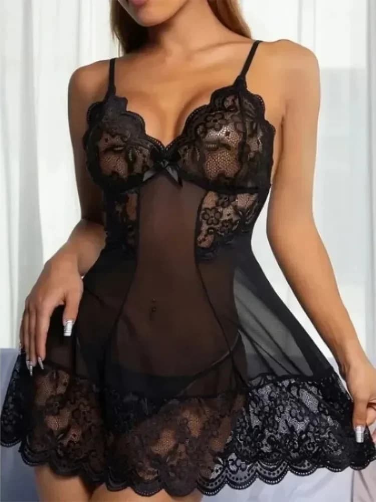 Lace Babydoll Nightdress with Panties