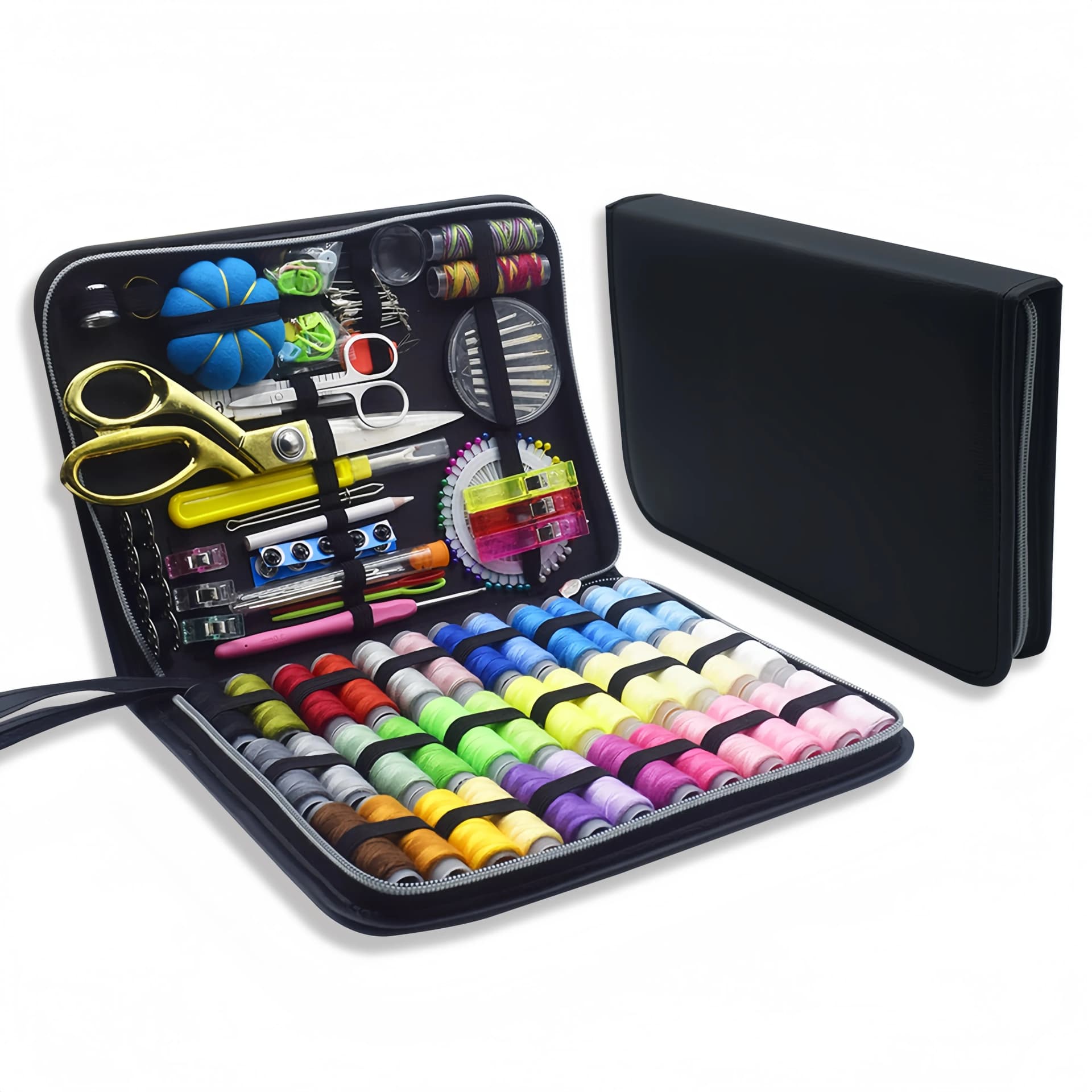 Sewing Kit Complete Set with Threads Needles Scissors Tape Measure Buttons and More for DIY Handcraft Projects Home and Travel