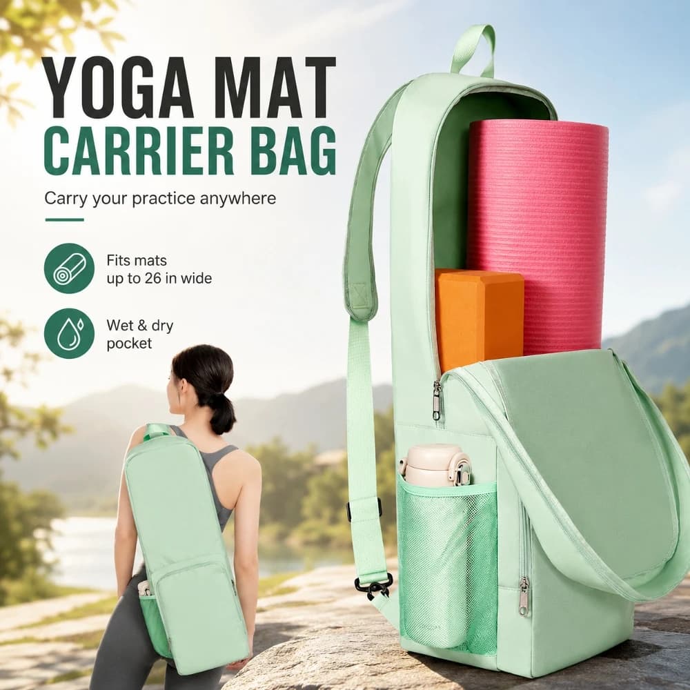 Yoga Mat Carrier Bag with Waterproof Compartment