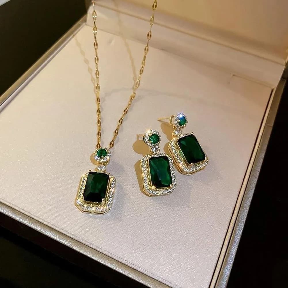 Square Rhinestone Jewelry Set