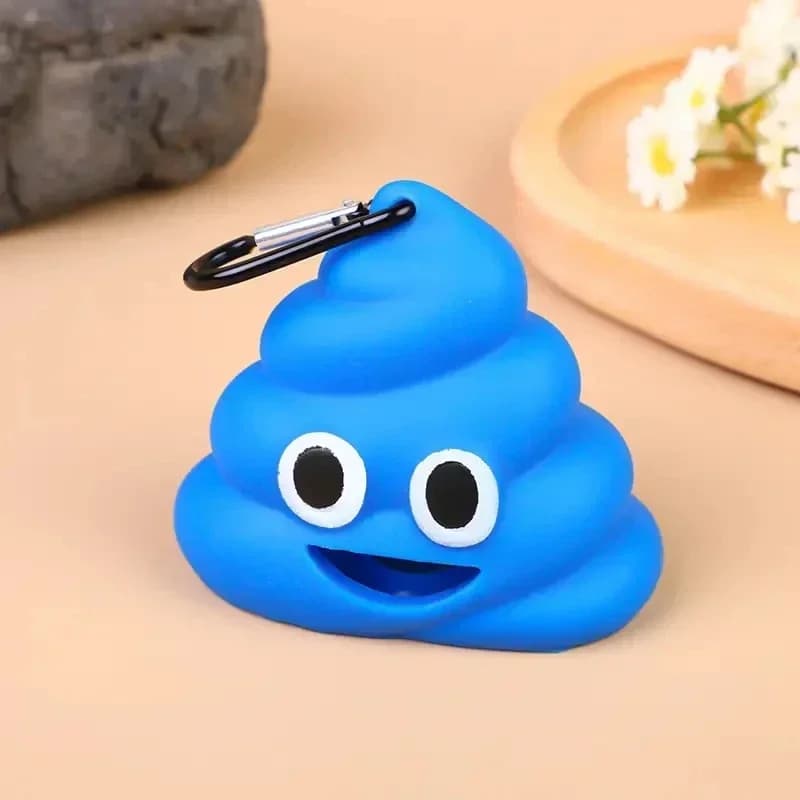 Poop Shaped Waste Bag Holder with Leash Clip