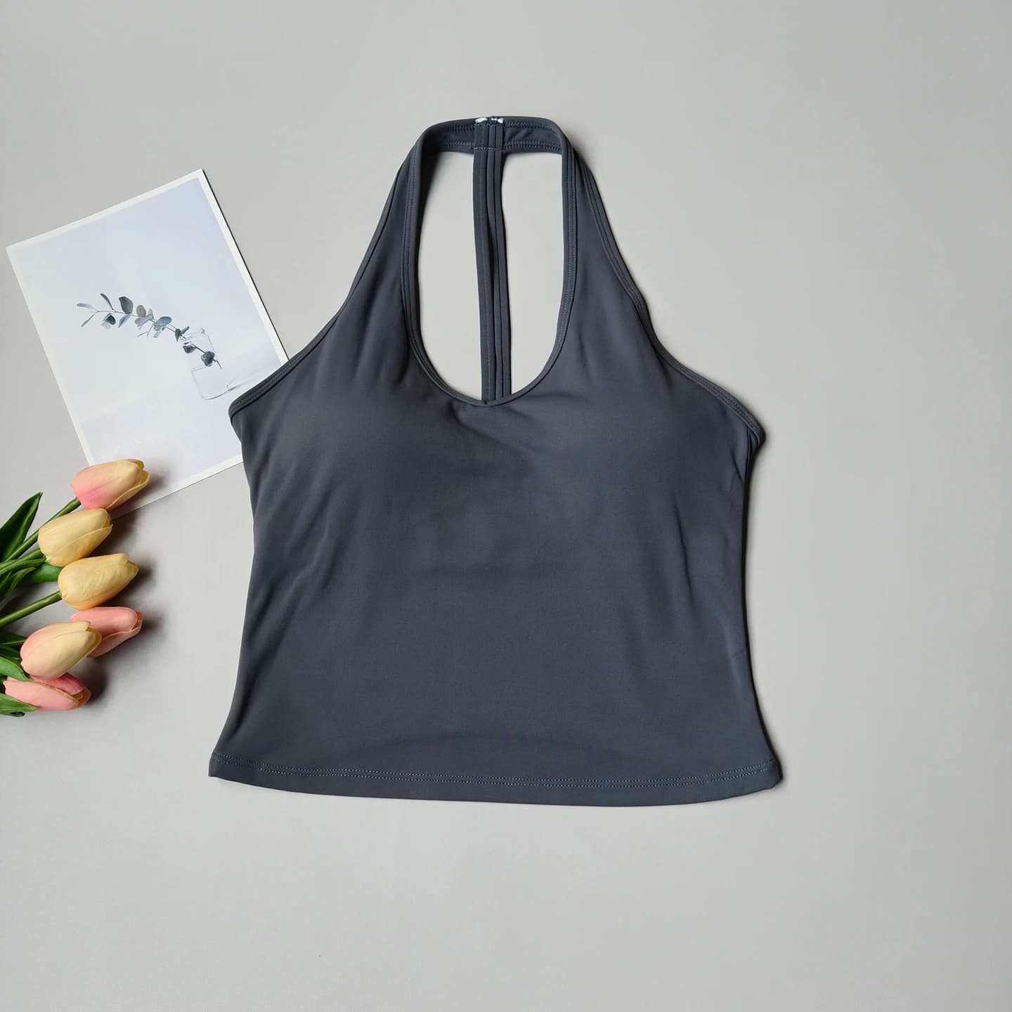 Women's V-Neck Sports Bra with Halter Back
