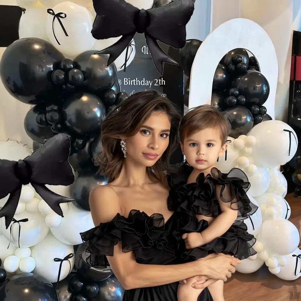 122pcs Black Bow Birthday Party Decorations With Pearl White Balloons for Girl Coquette Birthday Wedding Bridal Party Decoration