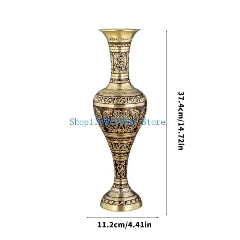 Metal Embossed Geometric Floor Vase