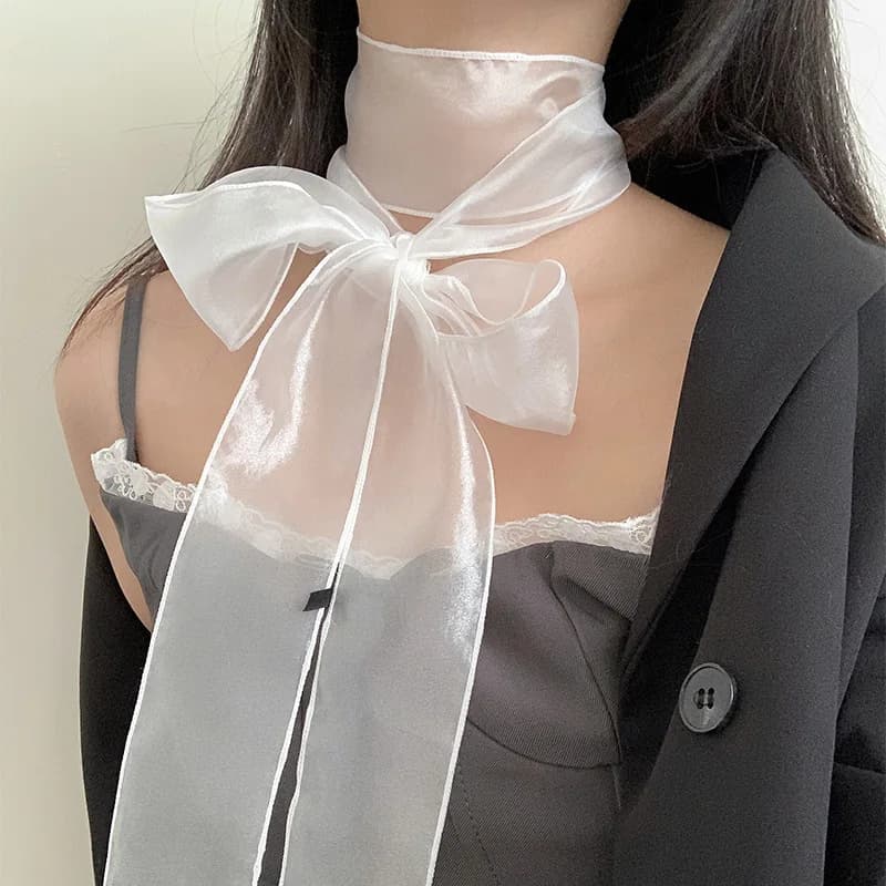 Pearlescent Satin Ribbon Scarf
