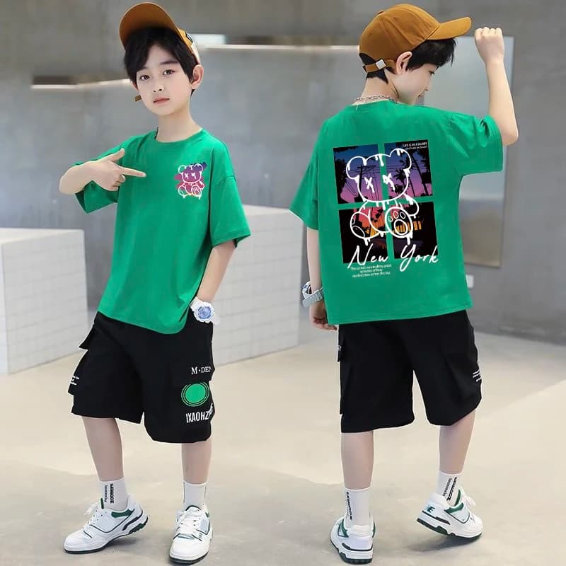 Korean Summer Cotton Graphic T-Shirt For Kids