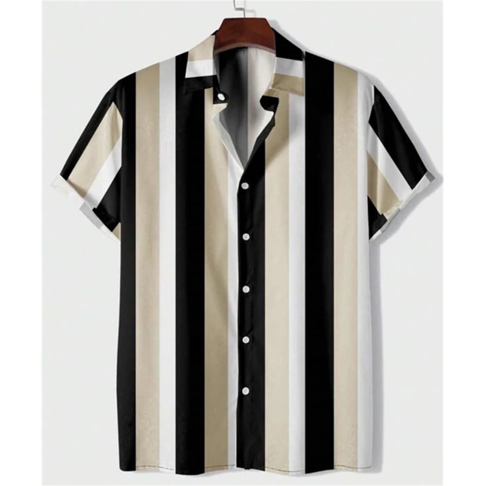 Men's Hawaiian 3D Striped Short Sleeve Shirt