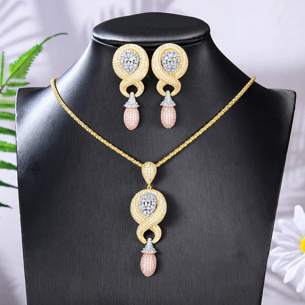 Gold-Plated Cubic Zirconia Jewelry Set