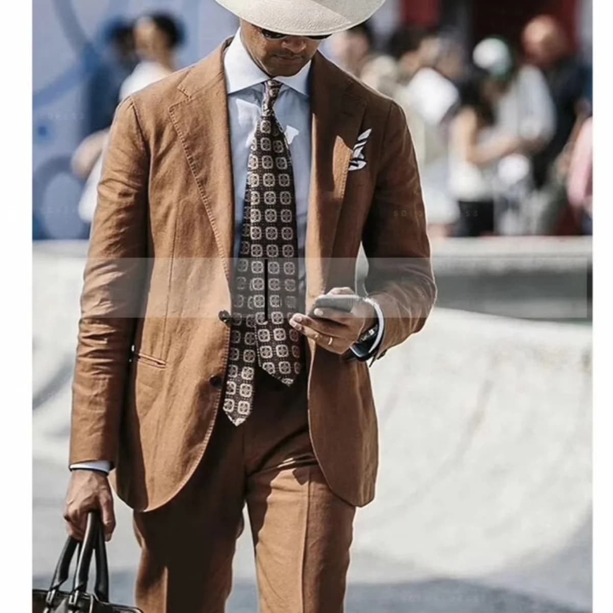 Men's Cotton Linen Casual Suit Jacket and Pants Set