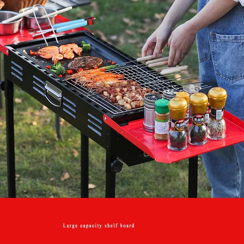 Portable Charcoal Grill with Side Shelf