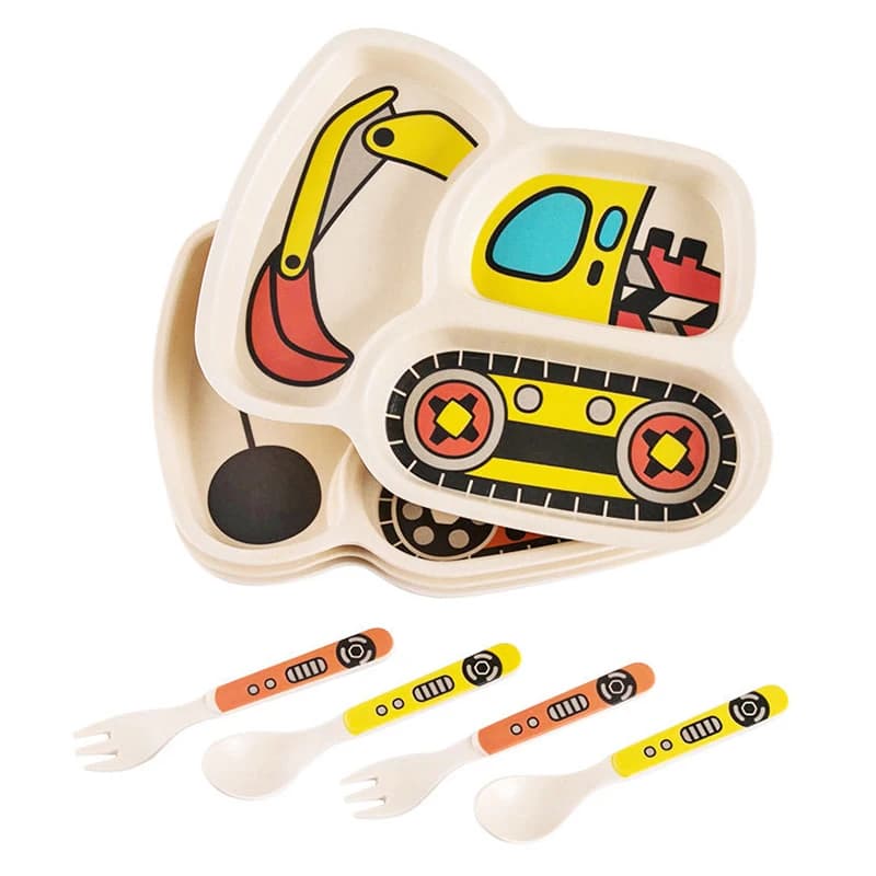 Kids Divided Plate Set With Fork and Spoon