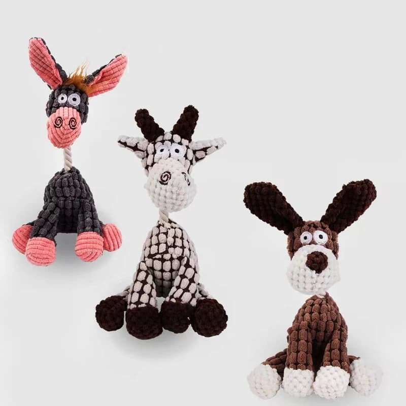 Donkey Dog Toys for Large Dogs Plush Stuffed Dog Toys for Aggressive Chewers Stuffed Dog Toys Durable Squeaky Puppy Chew Toys