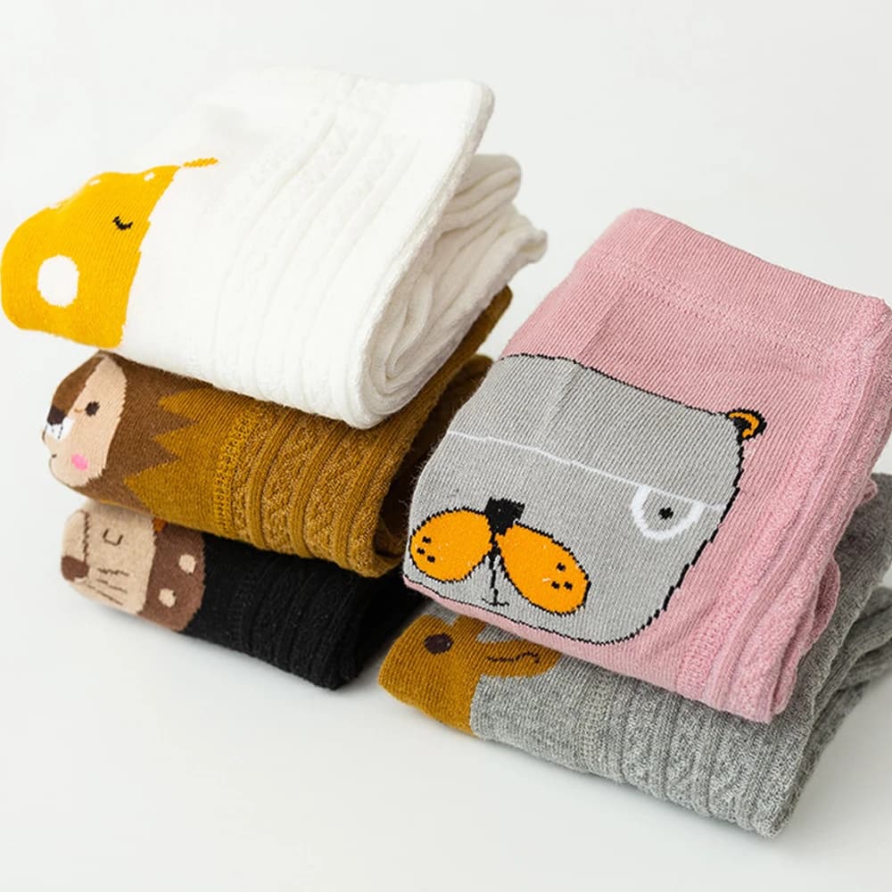 Baby Cotton Tights with Animal Patterns