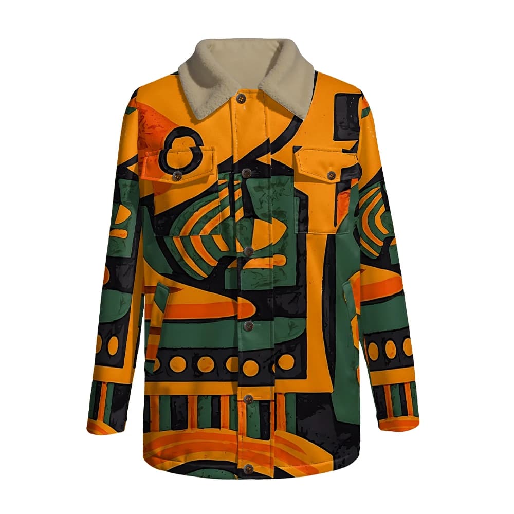 Retro Geometric Parka Jacket