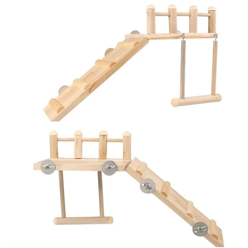 Wooden Bird Platform Swing and Climbing Ladder
