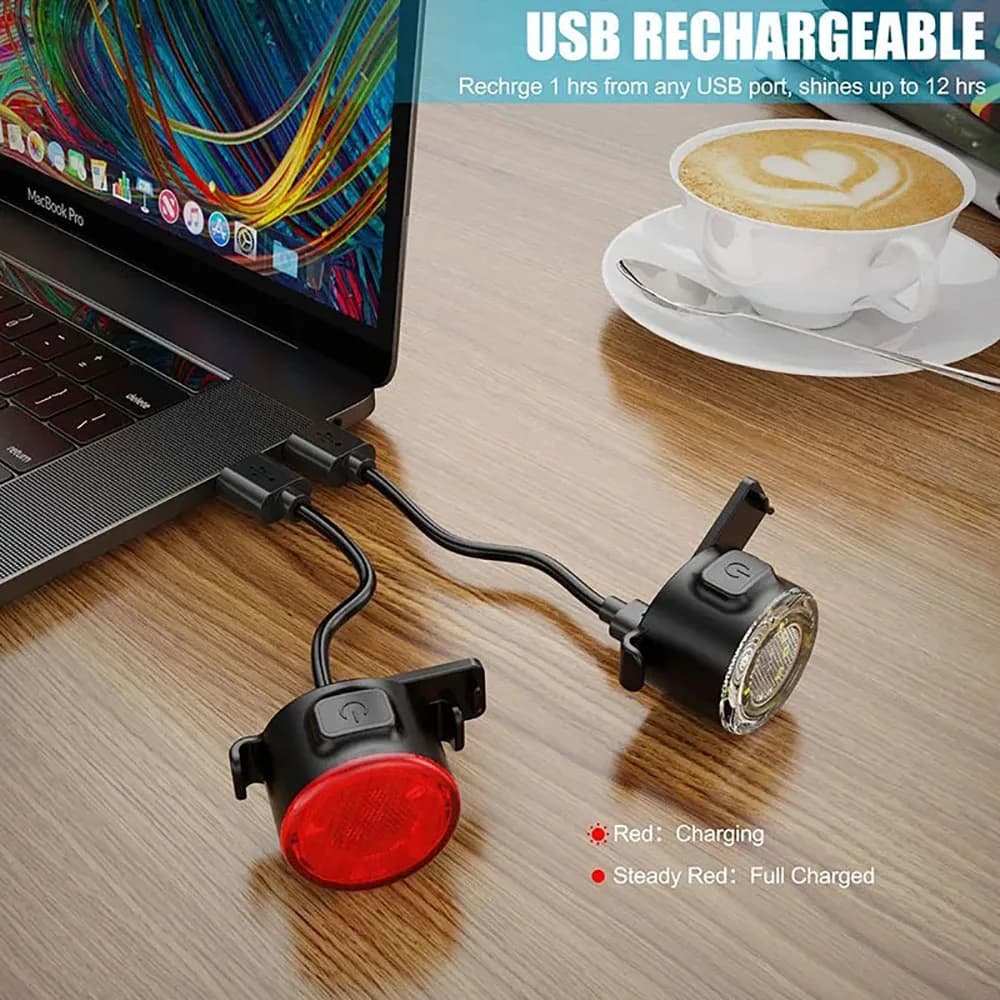 Bike Front and Rear Light Set USB Rechargeable