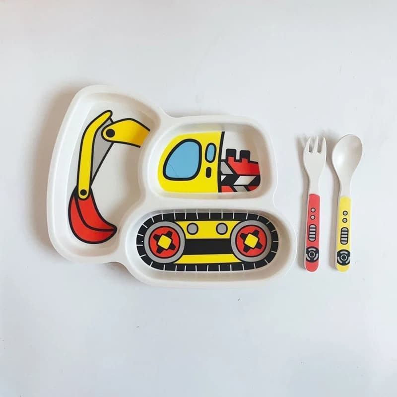 Kids Divided Plate Set With Fork and Spoon