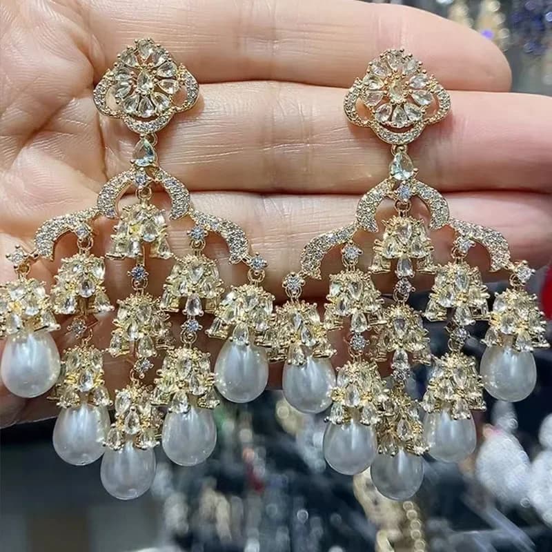 Pearl Drop Earrings with Tassel