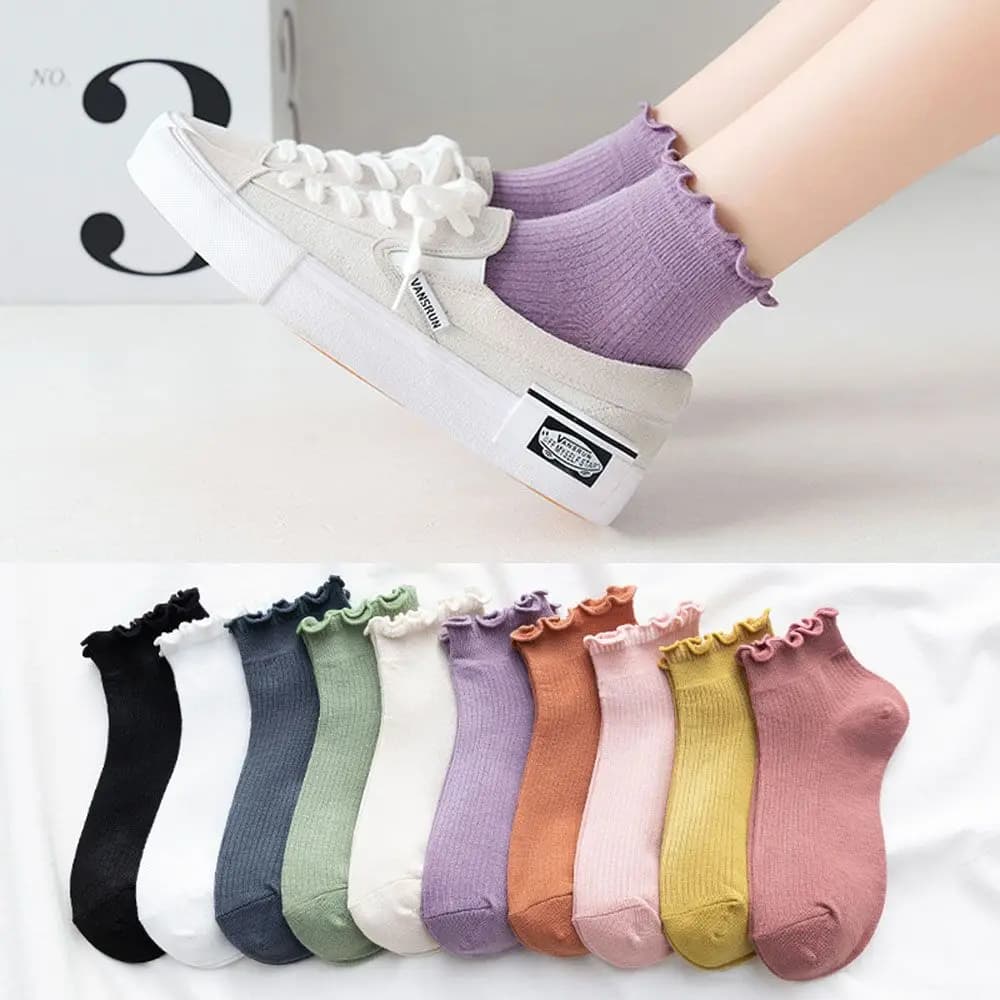 Women's Cotton Frilly Ruffle Ankle Socks