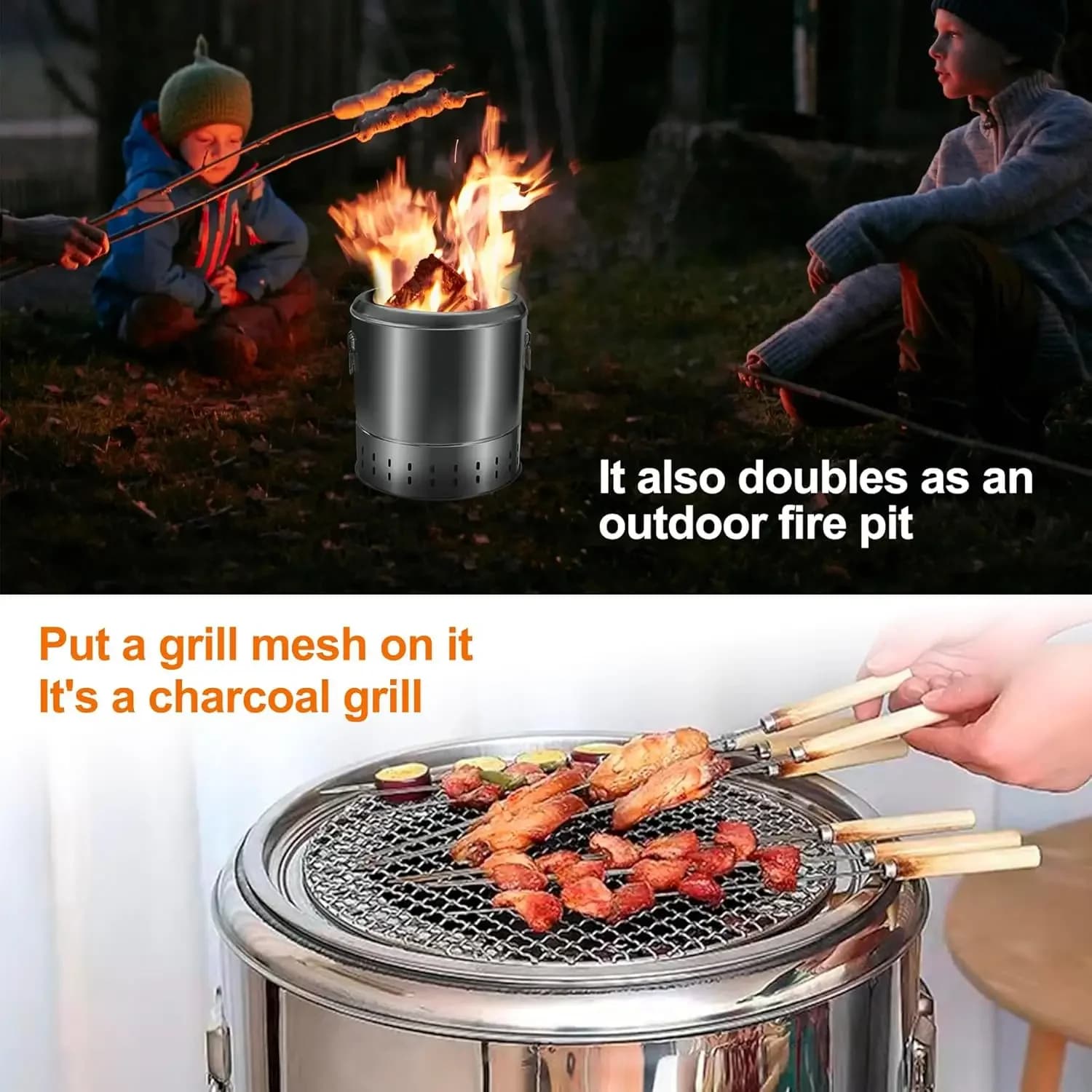 Portable Charcoal Hanging Grill Stainless Steel
