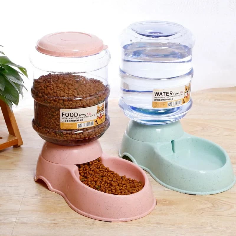Automatic Pet Feeder Water Bottle Bowl Combo