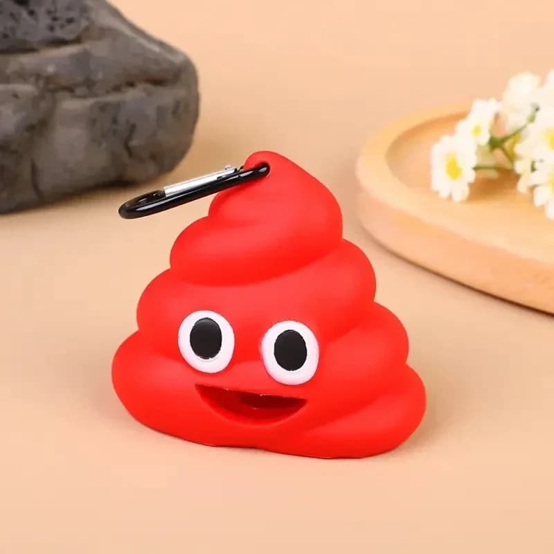 Poop Shaped Waste Bag Holder with Leash Clip