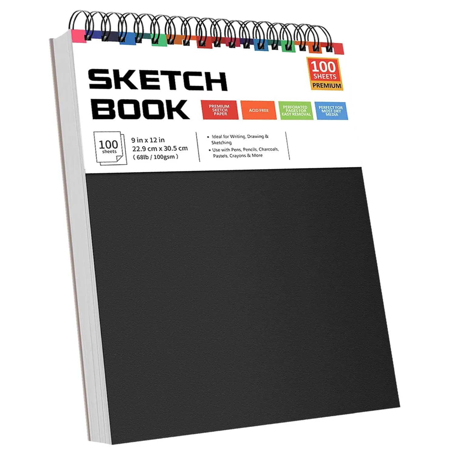Spiral Bound Sketch Book 9x12 100 Sheets