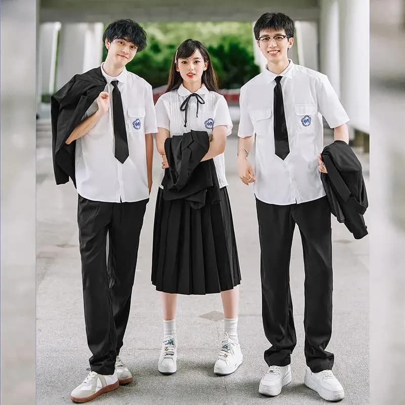 White JK School Uniform Shirt Set