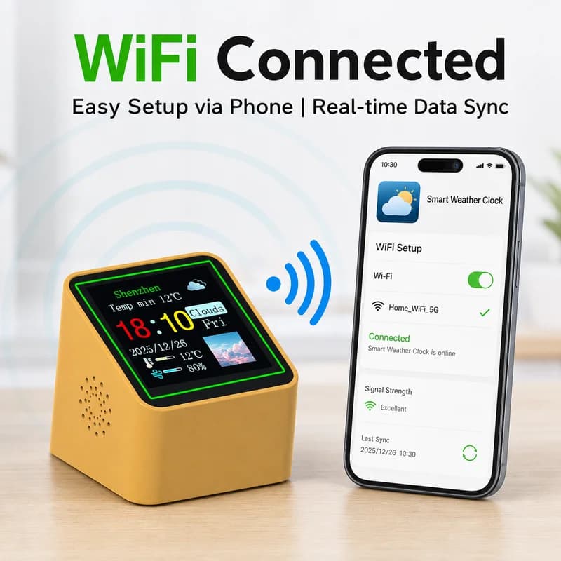 Smart WiFi Desk Clock Weather Station