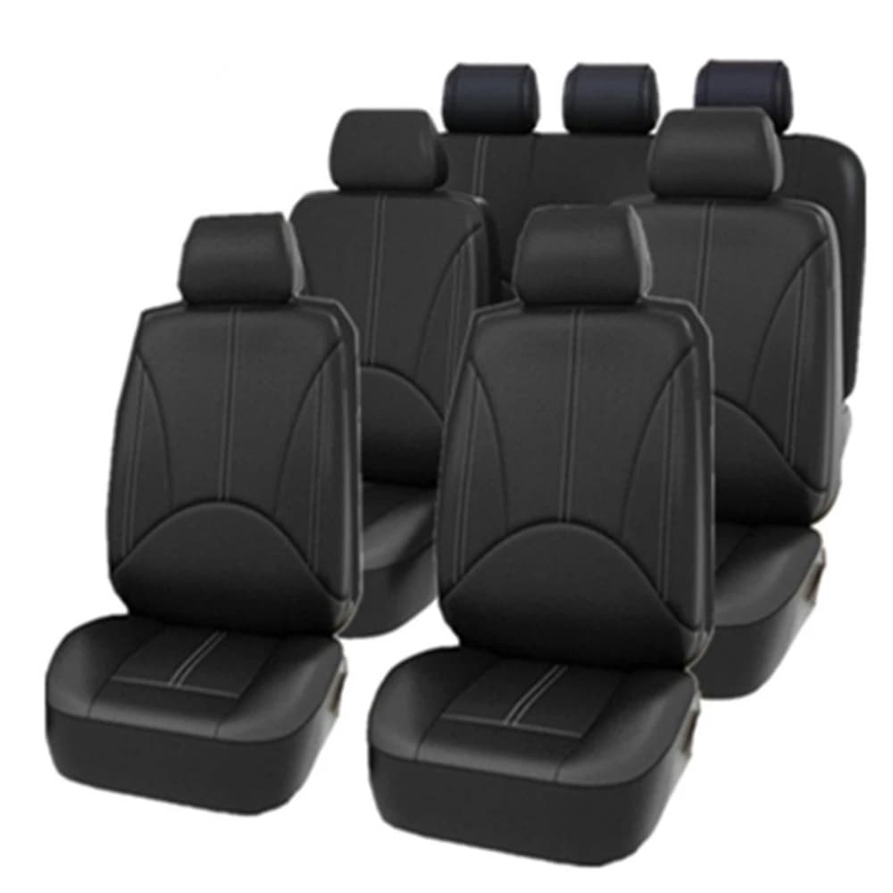 Universal Car Seat Cover 5 Seat Leather Full Seat Covers for Sedans SUV Auto Black Color