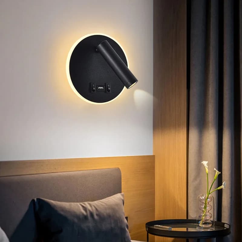 LED Bedside Wall Lamp with USB Port