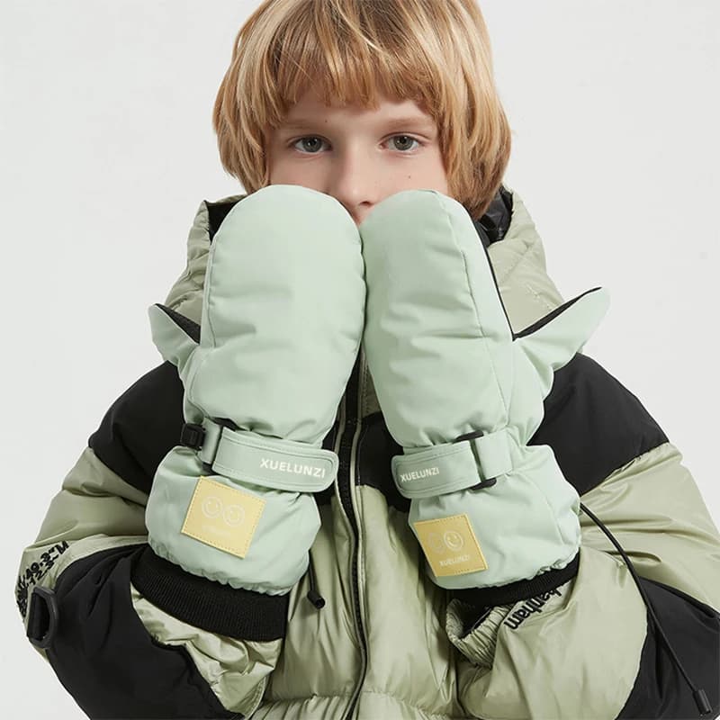 Kids Waterproof Snow Mittens Long Cuff