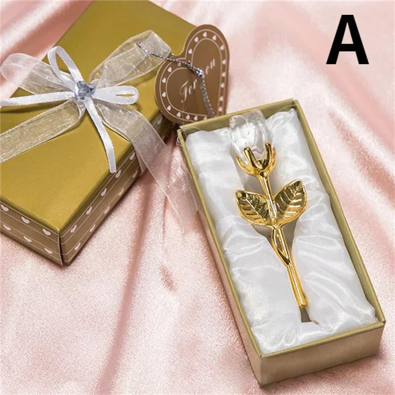 Valentine's Day Lovers' Gift X'mas Favors Souvenir Crystal Glass Rose Flower Figurines Craft Home Wedding Decoration Ornaments
