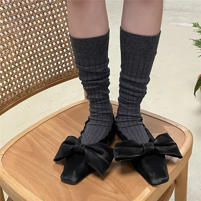 Women's Cotton Knee High Socks Black
