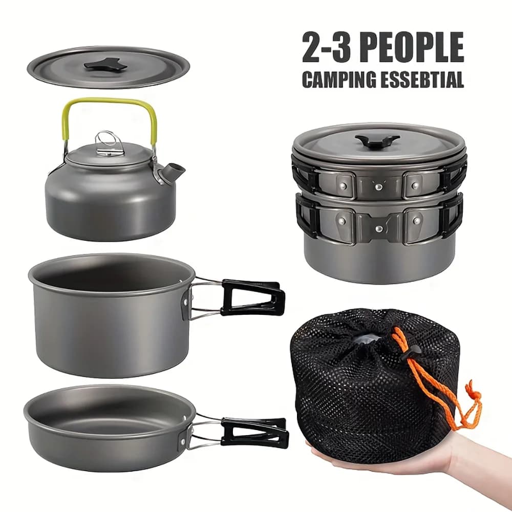 Aluminum Camping Cookware Set for 2-3 People