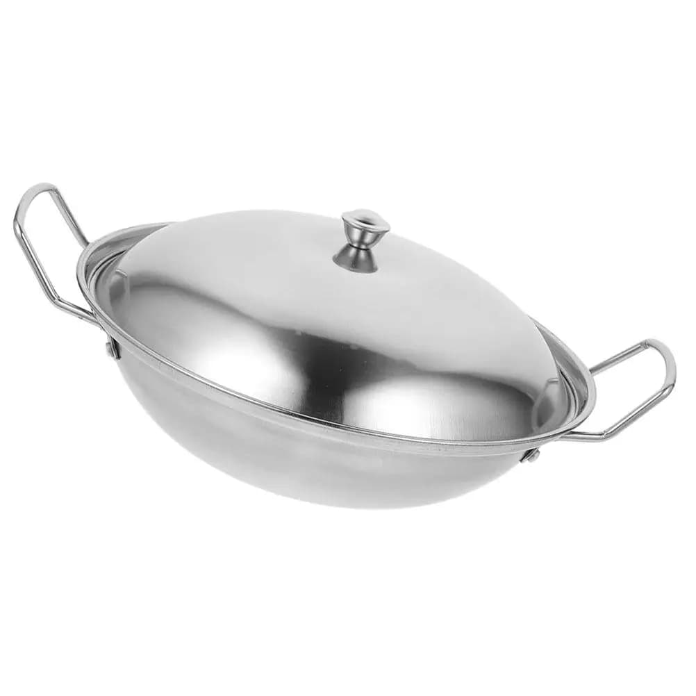 Stainless Steel Double Handle Hot Pot with Lid