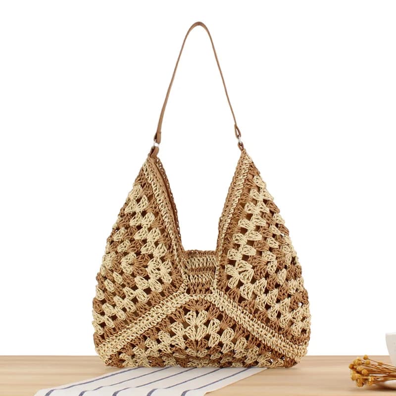 Women's retro handbag, woven lightweight handbag, fashionable commuting and travel shopping bag,