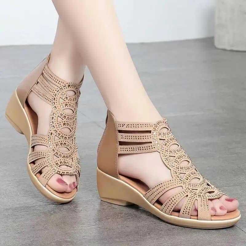 Women's Roman Sandals with Diamond Accents