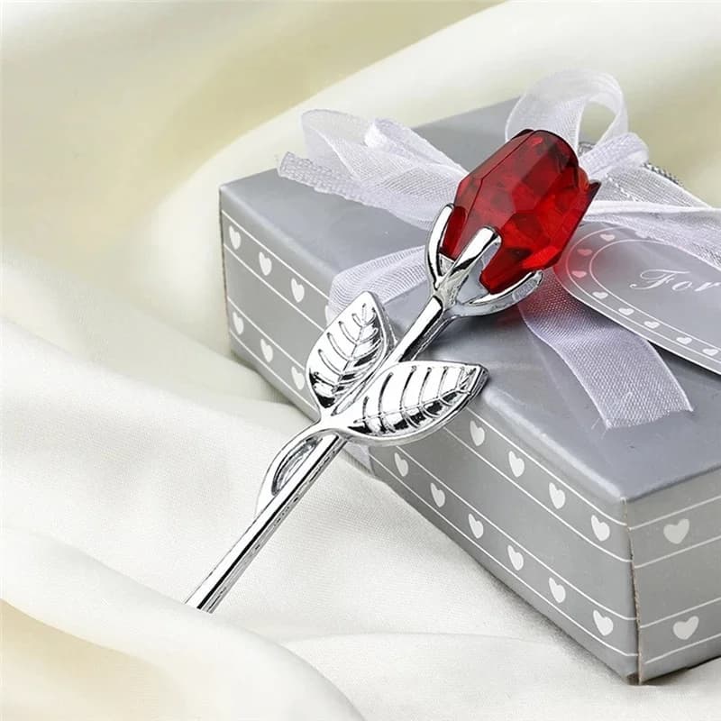 Valentine's Day Lovers' Gift X'mas Favors Souvenir Crystal Glass Rose Flower Figurines Craft Home Wedding Decoration Ornaments