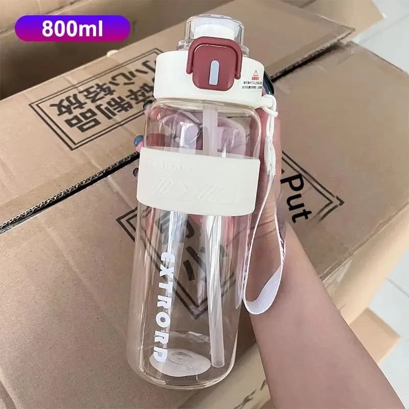Sports Water Bottle with Straw and Direct Drinking